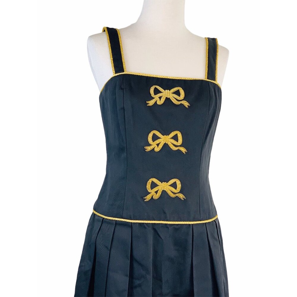 Albert Nipon Isabell Gerhart Vintage 60s Dress Black Gold Bows Sz 4 - Picture 7 of 12